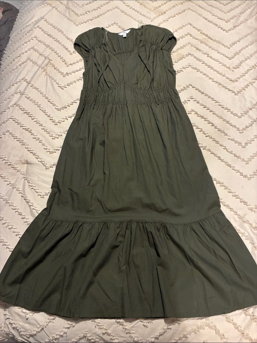Time and Tru Olive Green Tiered Maxi Dress